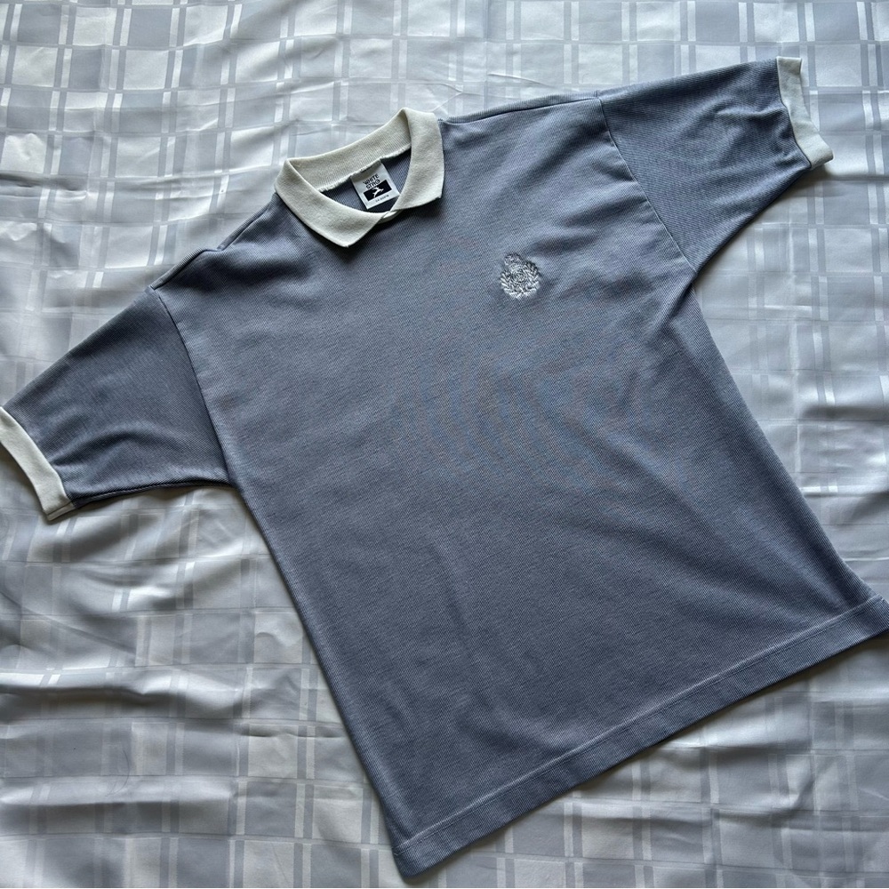 White Stag Thin Blue & White Striped Vintage Collared T-Shirt